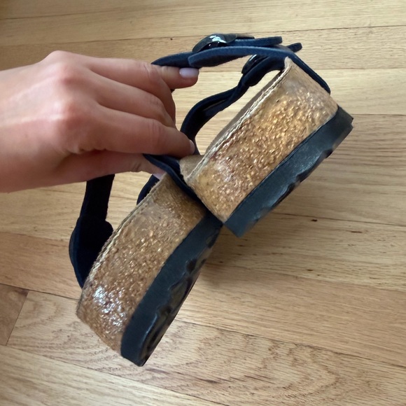 Birkenstock Birkis Navy Blue Sandals Womens 9 M 7 EU 40 Buckle Criss Cross Shoes - Picture 2 of 7